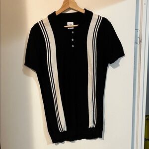 Zara Black Shirt with White Stripes